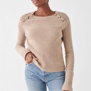 Faherty Mulino Beige Sweater with Button Accents